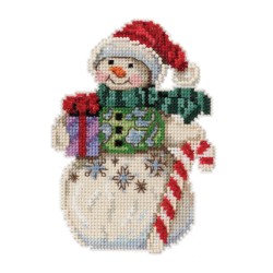 Набор для вышивания MILL HILL Снеговик с конфетой Jim Shore 8х12 см