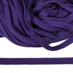 Шнур плоский х/б 12мм турецкое плетение цв.027 фиолетовый уп.50 м