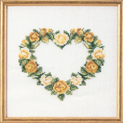Набор для вышивания OEHLENSCHLAGER арт.65179 Сердце из желтых роз 18х18 см
