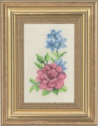 Набор для вышивания PERMIN арт.13-1136 Роза и голубые цветы 9х14 см