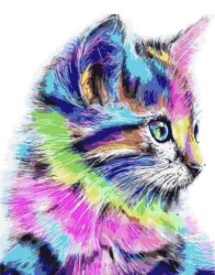 Алмазная вышивка Разноцветная кошка LG009 40х50 тм Цветной упак (1 шт)