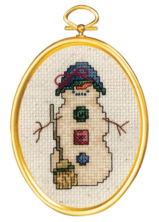 Набор для вышивания JANLYNN арт.021-1795 Застенчивый снеговик 7,6х10 см