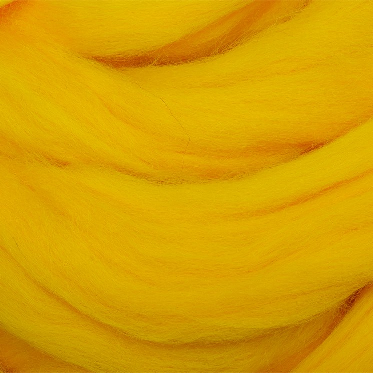 Шерсть для валяния ТРО "Гребенная лента" (100%полутонкая шерсть) 100г цв.0596 желтый