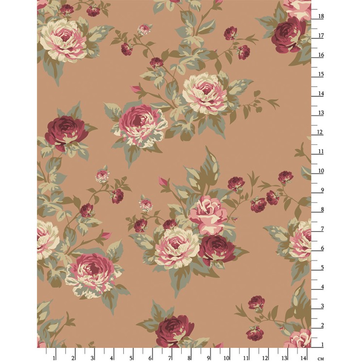 Ткань для пэчворка PEPPY Викторианские Розы 146 г/м 100% хлопок цв.ВР-05 бежевый уп.50х55 см