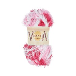Пряжа VISANTIA TRAFKA меланжевая (100% полиэстер) 5х100г/150 м цв.4336 белый/св.розовый/т.розовый упак