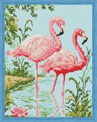 Алмазная вышивка Парочка розовых фламинго QA201891 40х50 тм Цветной упак (1 шт)