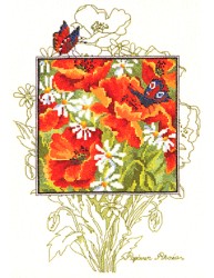 Набор для вышивания PERMIN арт.83-5362 Подушка Маки и бабочки 38х41 см