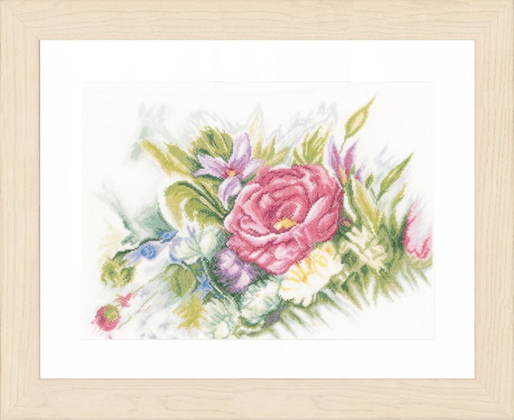 Набор для вышивания LANARTE арт.PN-0156942 Watercolor flowers 44х33 см