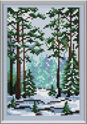 Набор для вышивания ЖАР-ПТИЦА арт.М-001 Сказка зимнего леса 15х10 см упак (1 шт)
