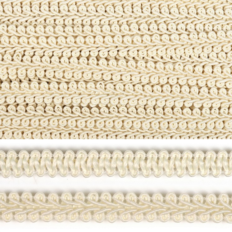 Тесьма TBY Шанель плетеная шир.12мм 0384-0016 цв.F102 молочный уп.18,28м