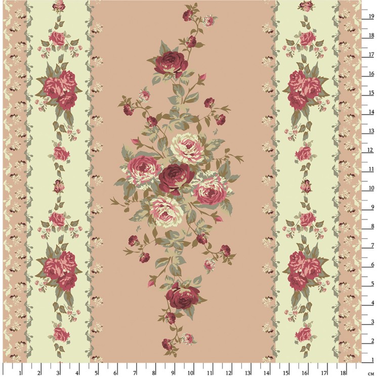 Ткань для пэчворка PEPPY Викторианские Розы Панель 146 г/м 100% хлопок цв.ВР-02 бежевый уп.60х110 см