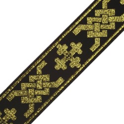 Лента отделочная жаккардовая (галун православный) арт.0397A шир.50мм уп.10 м цв.черный/золото