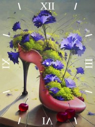 Набор Колор Кит картина со стразами-часы арт.КК.7304002 Цветочная туфелька 30х40