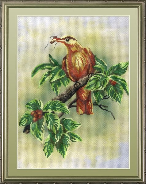 Набор для вышивания с рисунком на канве МП СТУДИЯ арт.РК-309 Птичка с паучком 20х30 см упак (1 шт)