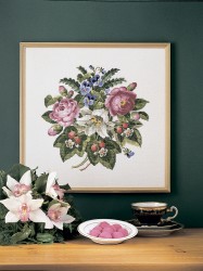 Набор для вышивания PERMIN арт.70-4145 Розы,лилиии и земляника 42х42 см
