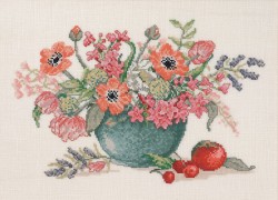 Набор для вышивания EVA ROSENSTAND арт.14-460 Анемоны и тюльпаны в синей вазе 39х29 см