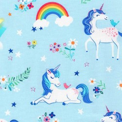 Ткань для пэчворка PEPPY Happy Little Unicorns 146 г/м  100% хлопок цв.AUI-17163-4 BLUE уп.50х55 см