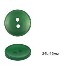 Пуговицы пластиковые C-NE64 цв.зеленый 24L-15мм, 2 прокола, 72шт