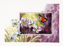 Набор для вышивания PERMIN арт.12-3195 Нарциссы и бабочка 20х28 см