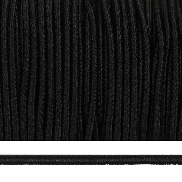Резинка TBY шляпная (шнур круглый) цв.F322 черный 3/0мм боб.100м