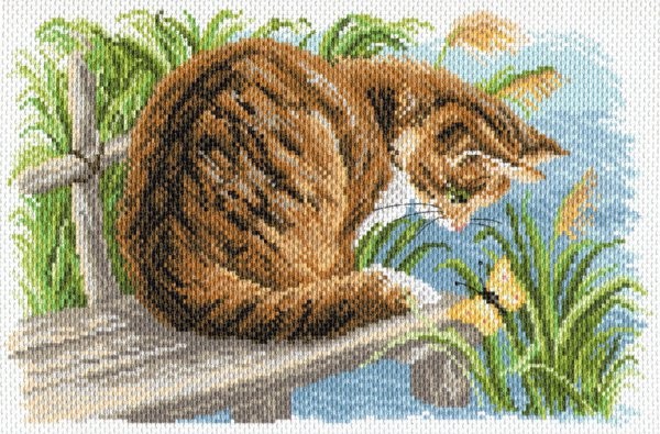 Рисунок на канве МАТРЕНИН ПОСАД арт.28х37 - 1688 Любопытный котенок