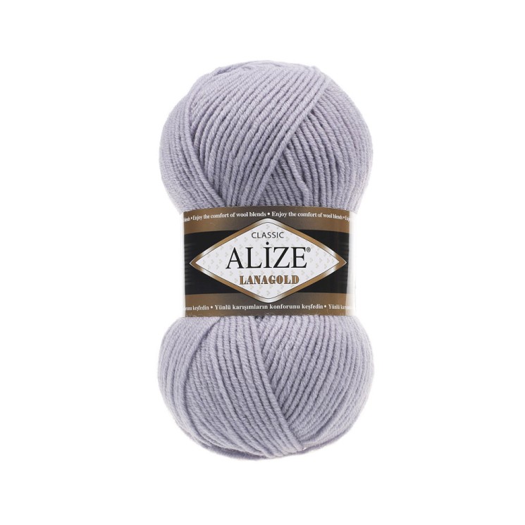 Пряжа для вязания Ализе LanaGold (49% шерсть, 51% акрил) 5х100г/240м цв.200 серый